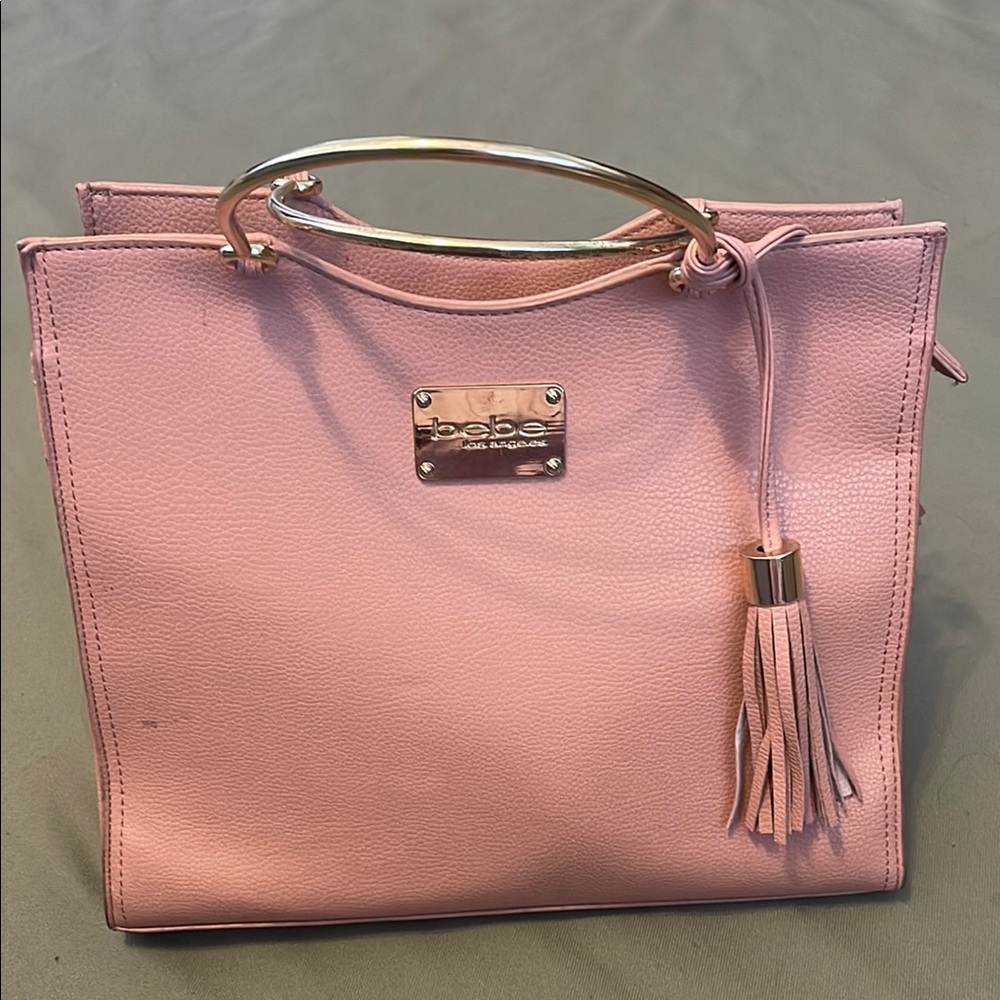 bebe Pink Color Tote with Gold Hardware